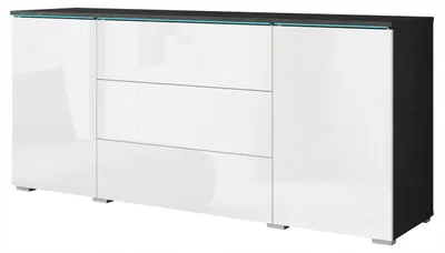 Obrázek produktu pro Dwoudveřová komoda VERA 150 cm s zásuvkami a nastavitelnými policemi – bílá / antracit