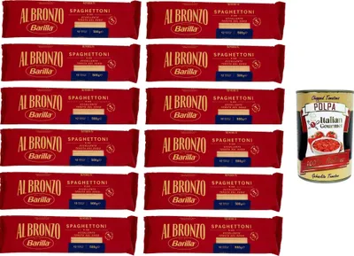 Produktbild von Al Bronzo Pasta Spaghettoni Bronze Gezogene Pasta Rohe Verarbeitungsmethode 12x 500gr + Italian Gourmet polpa 400g