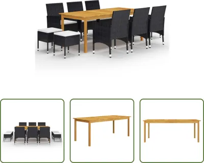 Produktbild von The Living Store 11-tlg. Garten-Essgruppe Schwarz