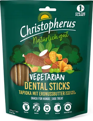 Produktbild von Christopherus Vegetarian Dental Sticks Tapioka mit Erdnussbutter 250 g