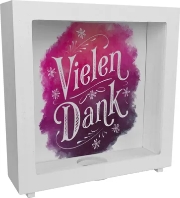 Produktbild von Vielen Dank Aquarelles Blumen Design Rahmen Spardose aus Holz