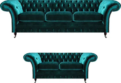 Obrázek produktu pro designový nábytek Chesterfield zelený třímístný s dvoumístnými pohovkami