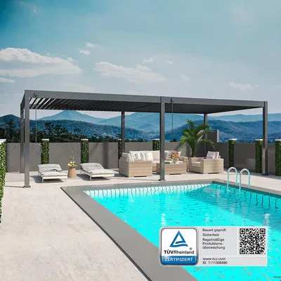 Produktbild von Deluxe Plus Pavillon Terrassenüberdachung Aluminium 4 x 8 M anthrazit