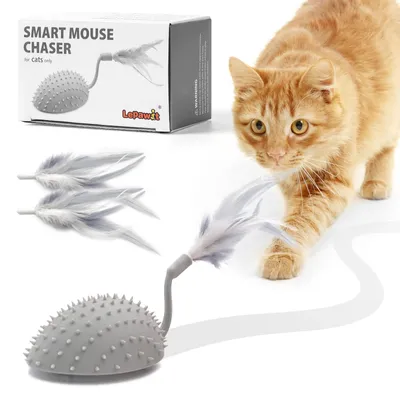 Interaktives Katzenspielzeug – Elektronische Maus mit Federn, USB-aufladbar