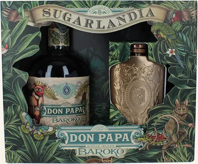 Produktbild von Don Papa Baroko Rum, Geschenkset mit Flachmann, 40% Vol. 0,7 l