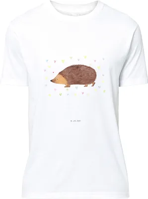 Produktbild von Mr. & Mrs. Panda T-Shirt Igel Herzen - Weiß - Geschenk, Vertrauen, mit Spruch, S, oberteil, Lustige Sprüche, Kuss, Tshirt, Shirt, Herz, Liebe