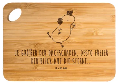 Produktbild von Mr. & Mrs. Panda Holzbrett Axolotl Tanzen - Transparent - Geschenk, gut Gelaunt, Schwanzlurch, Schneidebrett, vesperbrettchen, jausenbrett, Brett, Küchenbrett, Sterne