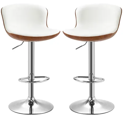 Produktbild von HOMCOM 2er-Set Barhocker, Bistrohocker mit Fußstütze, Drehbar Barstuhl Cremeweiß