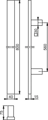 Obrázek produktu pro Madla HOPPE E5726 obdélníková rovná, 800/560, saténová nerezová ocel