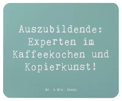 Produktbild von Mr. & Mrs. Panda Mousepad Spruch Auszubildende Kaffeekünstler - Meeresbrise - Geschenk, Mouse Pad, pc mausunterlage, mousematte, witziger, Berufsliebe, Mauspad, Beruf