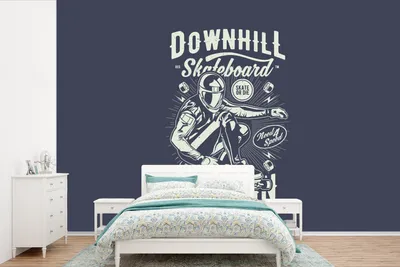 Produktbild von MuchoWow® Fototapete für Wohnzimmer oder Schlafzimmer Wandtapete Vinyl Motivtapete Skateboard - Helm - Retro - 600x400 cm - Vinyltapeten