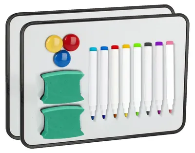 Imagen del producto de Omgoods - Pizarra magnética de doble cara, tamaño A3 - 42 x 30 cm, juego de 2 unidades