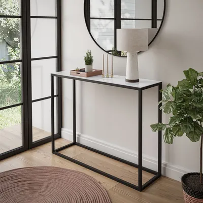 Produktbild von MODERN GLASS Konsole 100 cm  Schwarz / Weißes Glass