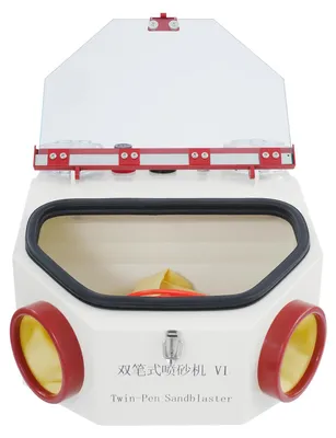 Zdjęcie produktu dla Urządzenie do piaskowania stomatologicznego - 220 V, 50 Hz - 50 W - oświetlenie LED - dwa uchwyty do piaskowania - ciśnienie ≥4 kg - kolor biały