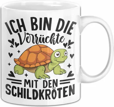 Produktbild von Schildlkröten Tasse Geschenk Ich Bin Die Verrückte Mit Den Schildkröten Geschenkidee (Weiß)