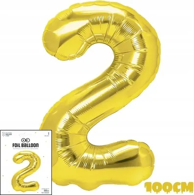 Image de ballon de baudruche 2 chiffres or pour fête d'anniversaire 100cm