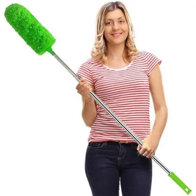 Obrázek produktu pro Teleskopický prachovka, výsuvná do délky 254 cm, s mikrovláknem, omyvatelná, s otočnou hlavicí, zelená barva