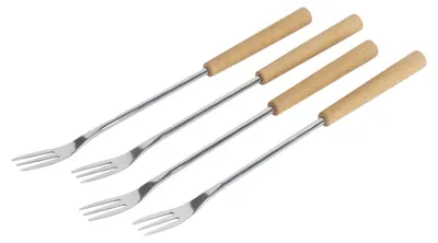 Käsefonduegabeln aus Buchenholz, 4 Stück, 26,5 cm