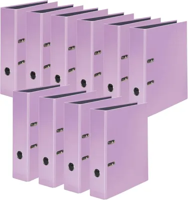 Produktbild von Original Falken 10er Pack PastellColor-Ordner.  Germany. 8 cm breit DIN A4 Pastell-Farbe Flieder-Lila Ringordner Aktenordner Briefordner Büroordner Plastikordner Schlitzordner Motivordner