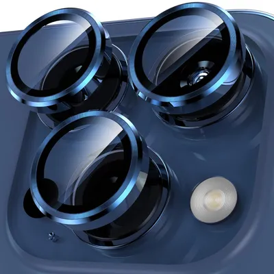Produktbild von Für Apple iPhone 16 Pro / 16 Pro Max Aluminium Ring Kamera + H9 Tempered Hart Glas Dunkelblau