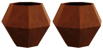Produktbild von 2er Set Pflanzkübel - Quadratische Blumenkästen für außen - Metall 75x75x60 cm - Für Garten und Terrasse - Farbe Dunkelkhaki