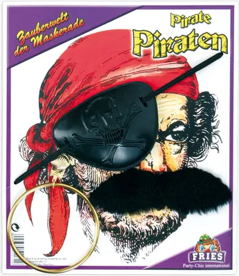 Produktbild von 3-tlg Piraten Set Ohrring Bart Augenklappe Halloween Karneval Fasching Party