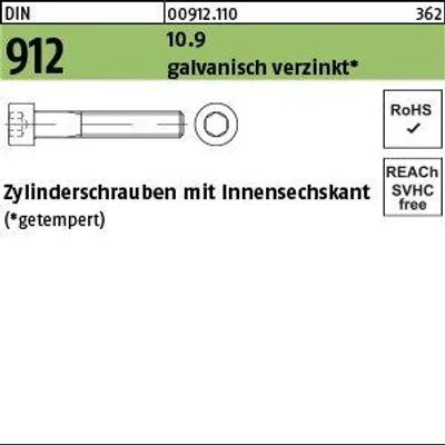 Produktbild von Reyher  Zylinderschrauben DIN 912 10.9 M 16x20 Zn A2F (50 Stück)