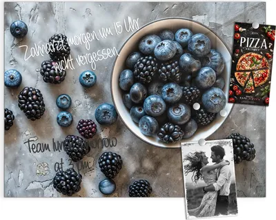 Produktbild von Magnettafel 120x90cm Pinnwand Whiteboard beschreibbar - Heidelbeeren Brombeeren