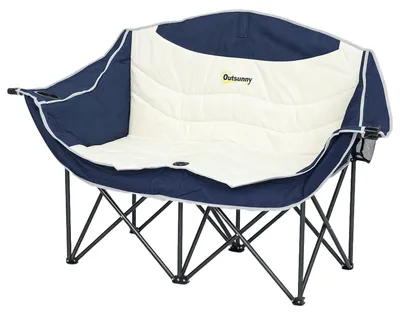Produktbild von Outsunny Faltstuhl faltbar 2 Sitzer Campingstuhl mit Getränkehalter Tragetasche