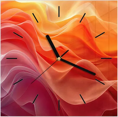 Produktbild von Wanduhr aus Glas mit Motiv Farbwirbel- 30 x 30 cm - inkl. Aufhängesystem