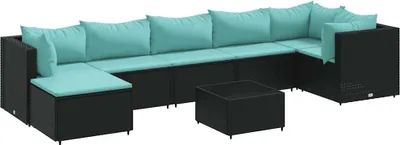 Immagine prodotto di vidaXL set salotto da giardino 8 pezzi con cuscini in polirattan nero