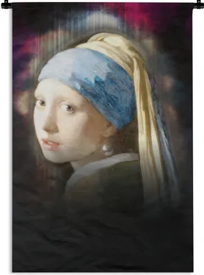 Produktbild von MuchoWow® Wandteppich Wandbehang Mädchen mit Perlenohrring - Johannes Vermeer - Ölgemälde 120x180 cm Tapisserie Dekoration Wandtuch - Schlafzimmer - Dekorationen für das Haus