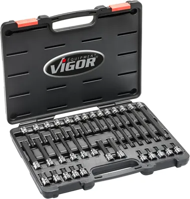 Produktbild von VIGOR Schraubendrehereinsatz Satz V6017 3/8" T Profil 32-teilig T20 – T70
