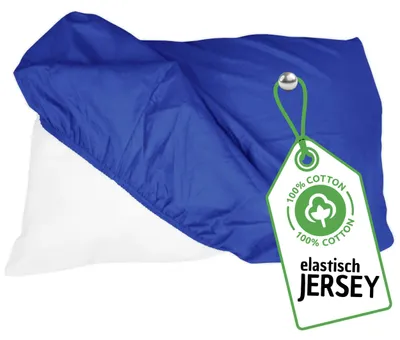 Produktbild von Jersey Spann Kissenbezug 25x25 cm Blau Elastisch – Nackenkissen & Gesundheitskissen Bezug aus 100% Baumwolle mit Rundumgummi - Nackenstützkissen Bezug