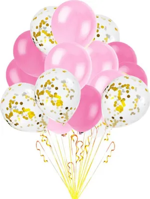 Produktbild von Oblique Unique Konfetti Luftballon Set 15 Stk Hochzeit JGA Party rosa pink weiß