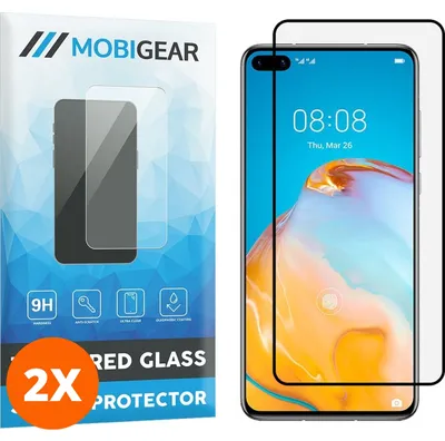 Produktbild von Mobigear Premium 4.99 Huawei P40 Panzerglas Gehärtetes Glas Displayschutz - Hüllenfreundlich - Schwarz (2er Pack)