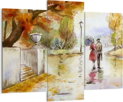 Produktbild von Bild auf Leinwand - Leinwandbild - Wetter regen herbst park - 130x100cm - Wand Bild - Wanddeko - Leinwanddruck - Bilder - Kunstdruck - Wanddekoration - Leinwand bilder - Wandkunst - CB130x100-2914