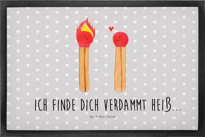 Produktbild von Mr. & Mrs. Panda Fußabtreter Streichhölzer 50 x 75 cm - Grau Pastell - Geschenk, fußmatte, Fussmatte, Schuhabstreifer, Schmutzfangteppich, Gummimatte, Liebesbeweis