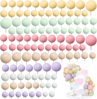 Productafbeelding van Taartdecoratie ballen - Taarttoppers - 108 stuks - Doe-het-zelf mini-ballon - Cupcake-inzetstuk - Taartdecoratie - Bal voor bruiloft - Verjaardag