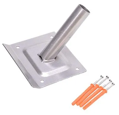 Image de Support pour drapeau en argent, modèle simple. Support pour mât de drapeau. Mât de drapeau. Drapeau