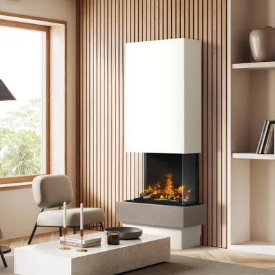 Produktbild von muenkel design Garda [Elektrokamin Opti-myst]: Concrete (Betonoptik) - weiß