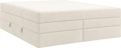 Produktbild von Moebelpaket Bett 160X200 cm mit Bettkasten, Boxspringbett mit zwei Matratzen Bonell und Pocket, Eleganter Riviera-Stoff, Hellbeige, Kollektion Luxor