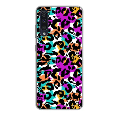 Produktbild von MuchoWow® Handyhülle Schutzhülle Hülle für Samsung Galaxy A50 Pantherdruck - Regenbogen - Weiß Silikon Softcase Handy Hülle - Mobiltelefonhülle
