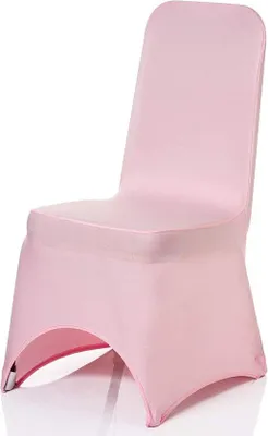 Productafbeelding van Elasthan stoelhoes in babyroze, stretchstof, afneembaar en wasbaar. Beschermhoezen voor stoelen, geschikt voor bruiloften, banketten, ceremonies, hotels en feestelijke diners