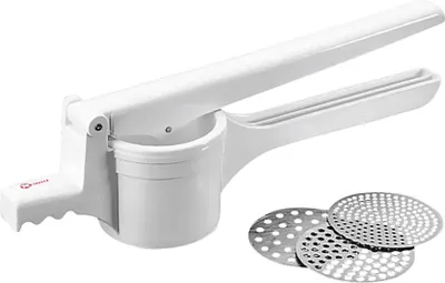 Zdjęcie produktu dla Wyciskarka do ziemniaków METALTEX Pressy 26cm biała 3 plastry