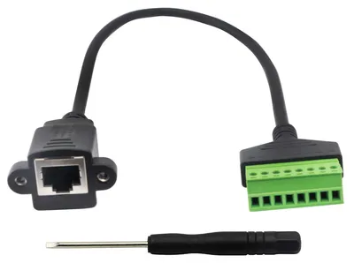 RJ45-Adapter Stecker auf 8-Pin-Klemmleiste, Schraubtyp, für Cat5/6/7, 1 St.