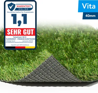 Produktbild von Kunstrasen Vita Polhöhe: 40 mm Zuschnitt 200x500 cm