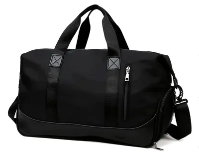 Image de Sac de sport, sac de sport étanche pour l'entraînement, avec compartiment à chaussures, pour la salle de sport, couleur noire