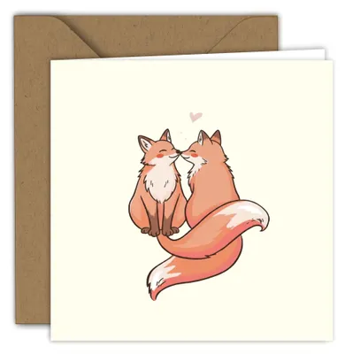 Geburtstagskarte Fuchs-Illustration, 15x15 cm, mit Umschlag