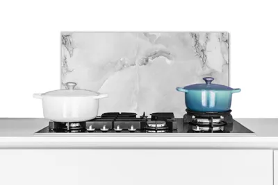 Produktbild von KitchenYeah®  Spritzschutz Küche - Küchenrückwand - Wandschutz für Herd und Spüle - Marmor - Stein - Weiß - Grau - Marmoroptik 70x30 - Alu-Dibond (Alternative zum Spritzschutz aus Glas) - Hitzebeständ